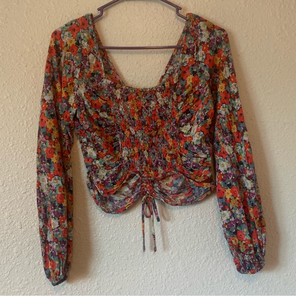 Multi-Color Drawstring Blouse - Picture 3 of 4